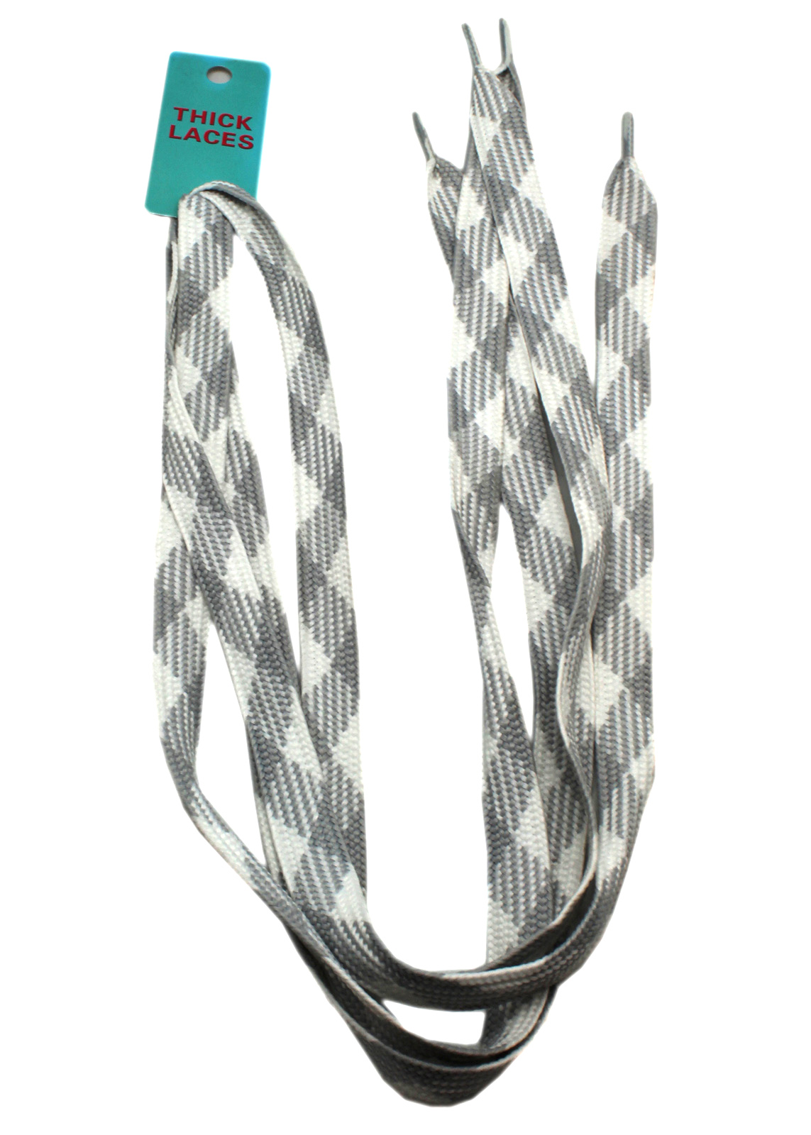 Diamond Pattern White/Gray Flat Shoelaces (2 Laces)