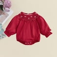 thumbnail image 2 of EnJoCho My First Valentines Baby Girl Outfit Heart Smoc𝗄ed Bubble 𝖱omper Bodysuit Cute Spring Clothes Jumpsuit Knitwear Kids Clothing Toddler Holiday Special Ocasion Gift Set 𝖱omper Suit Playsuit, 2 of 7