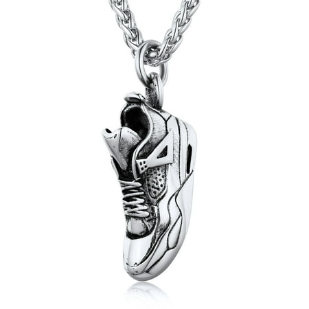 U7 Cool Sport Jewelry Stainless Steel Silver Running Shoe Pendant Necklace for Son