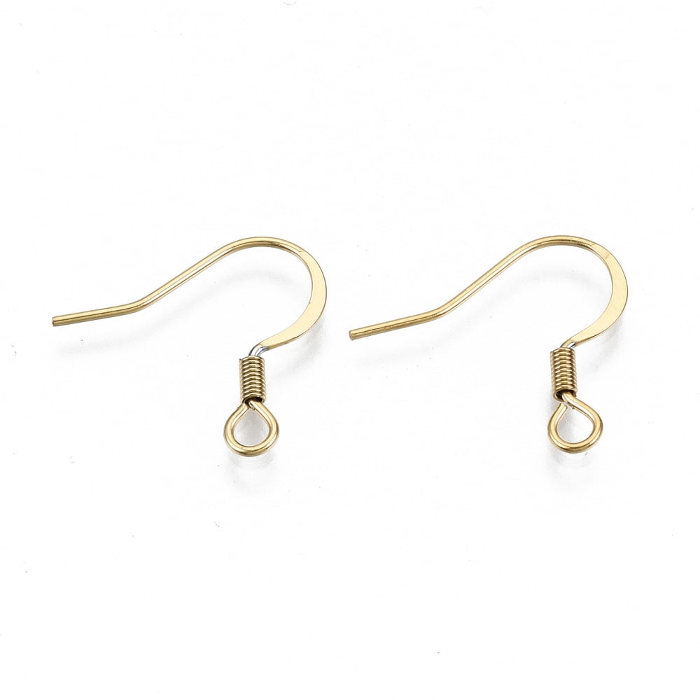 304 Stainless Steel French Earring Hooks Flat Earring Hooks Ear Wire with Horizontal Loop Cadmium Free & Nickel Free & Lead Free Golden 17~19x18.5mm Hole: 2mm 21 Gauge Pin: 0.7mm