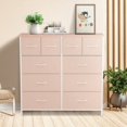 thumbnail image 3 of ModernVibes 5 Drawers Dresser for Bedroom, Wide Chest of Drawers TV Stand with Metal Frame, MDF Top, Fabric Dresser for Living Room, Hallway,Pink, 3 of 4