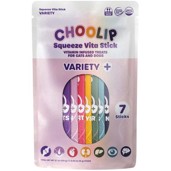 Choolip Vita Stick Variety Pack Lickable Treats for Cats & Dogs, 3.7 oz (7 Sticks)