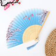 thumbnail image 2 of 1 Pcs Handheld Floral Folding Fans Hand Held Silk Bamboo Fans Antique Fan, Chinese Antique Folding Fan For Dancing Wedding Decoration, 2 of 5