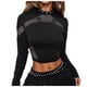thumbnail image 5 of MHFRRA Camiseta Gótica Punk de Manga Larga para Mujer, Corte de Malla, Corte Ajustado, Estilo Oscuro, Básica, Moderna, para Atuendos Casuales. Negro, 5 of 8