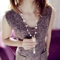 thumbnail image 6 of OPOLSKI Fashion Korean Style Faux Pearl Flowers Long Necklace Sweater Chain Black, 6 of 8