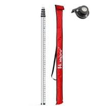 Huepar 16ft Telescopic Aluminum Grade Rod, 5 Sections with Bubble Level for Laser Level Measurements
