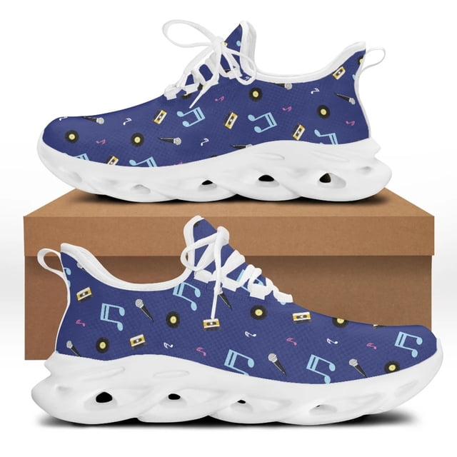 Yikeluo - Zapatos de diseño para mujer, zapatillas con notas musicales, transpirables, de malla, planos informales, superligeros