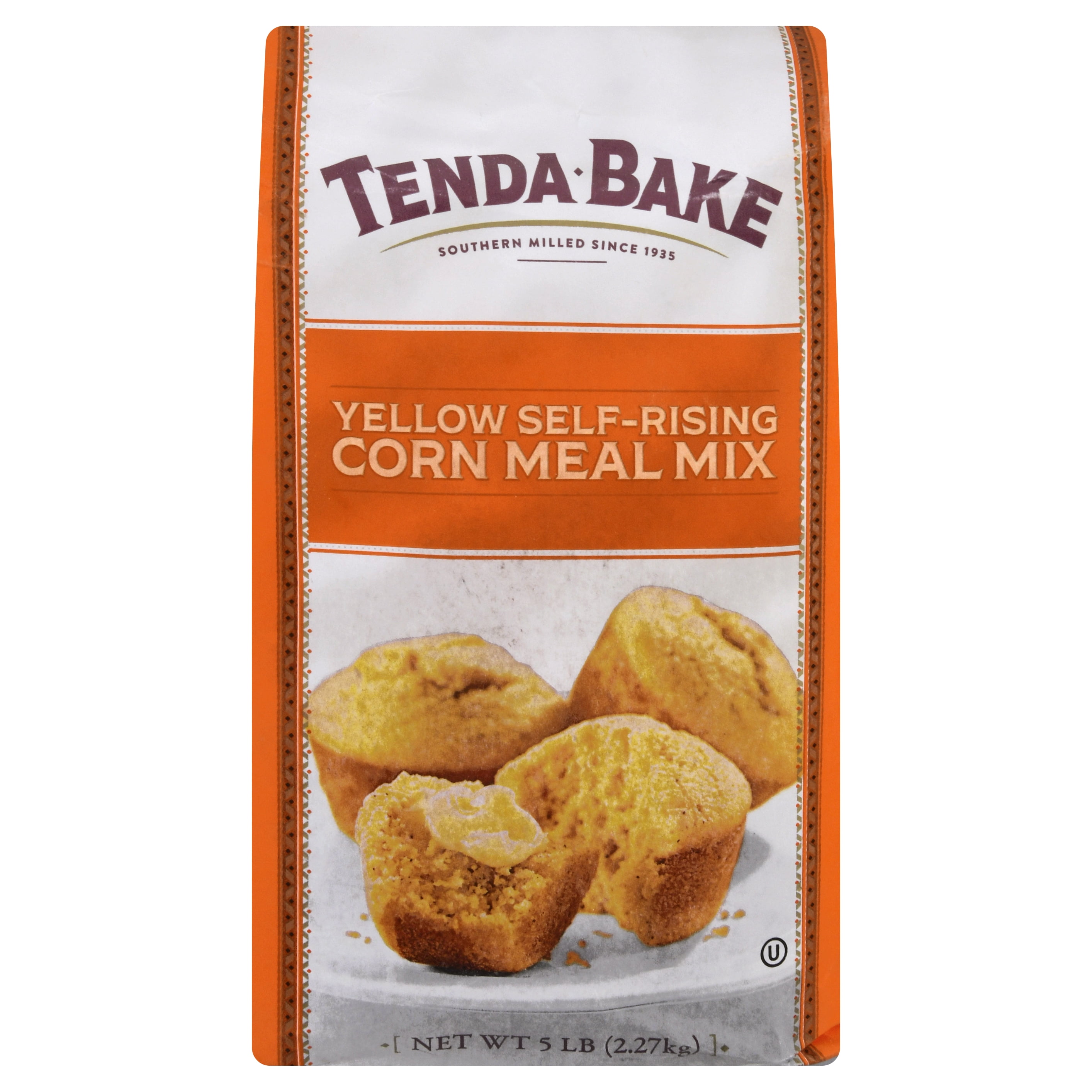 (4 pack) Tenda-Bake Yellow Self-Rising Corn Meal Mix, Authentic Southern Cornbread, 5 lb Bag