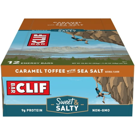 Clif Bar Energy Bars, Sweet & Salty ,Caramel Toffee with Sea Salt, 12 Ct, 2.4 oz.