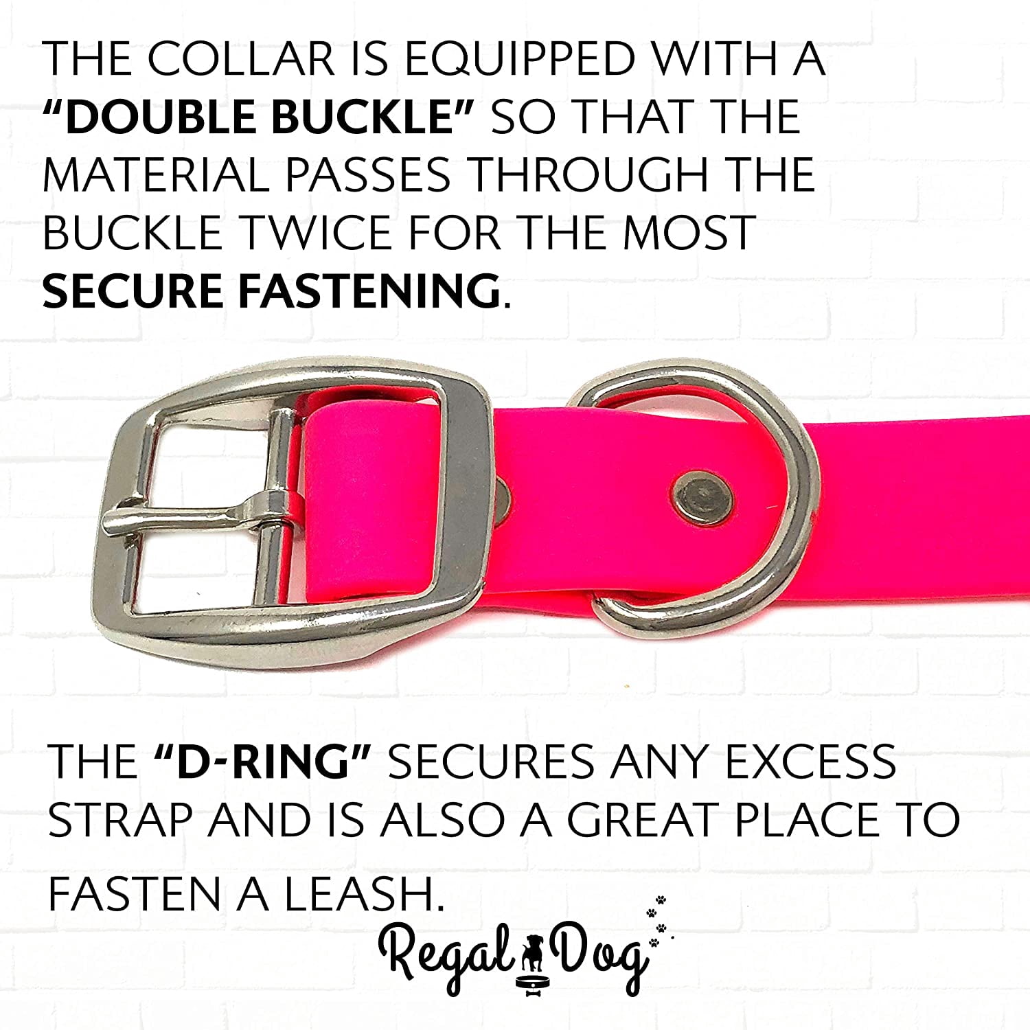 Regal Dog Products Waterproof Collar Heavy Duty Center Ring with D ring
