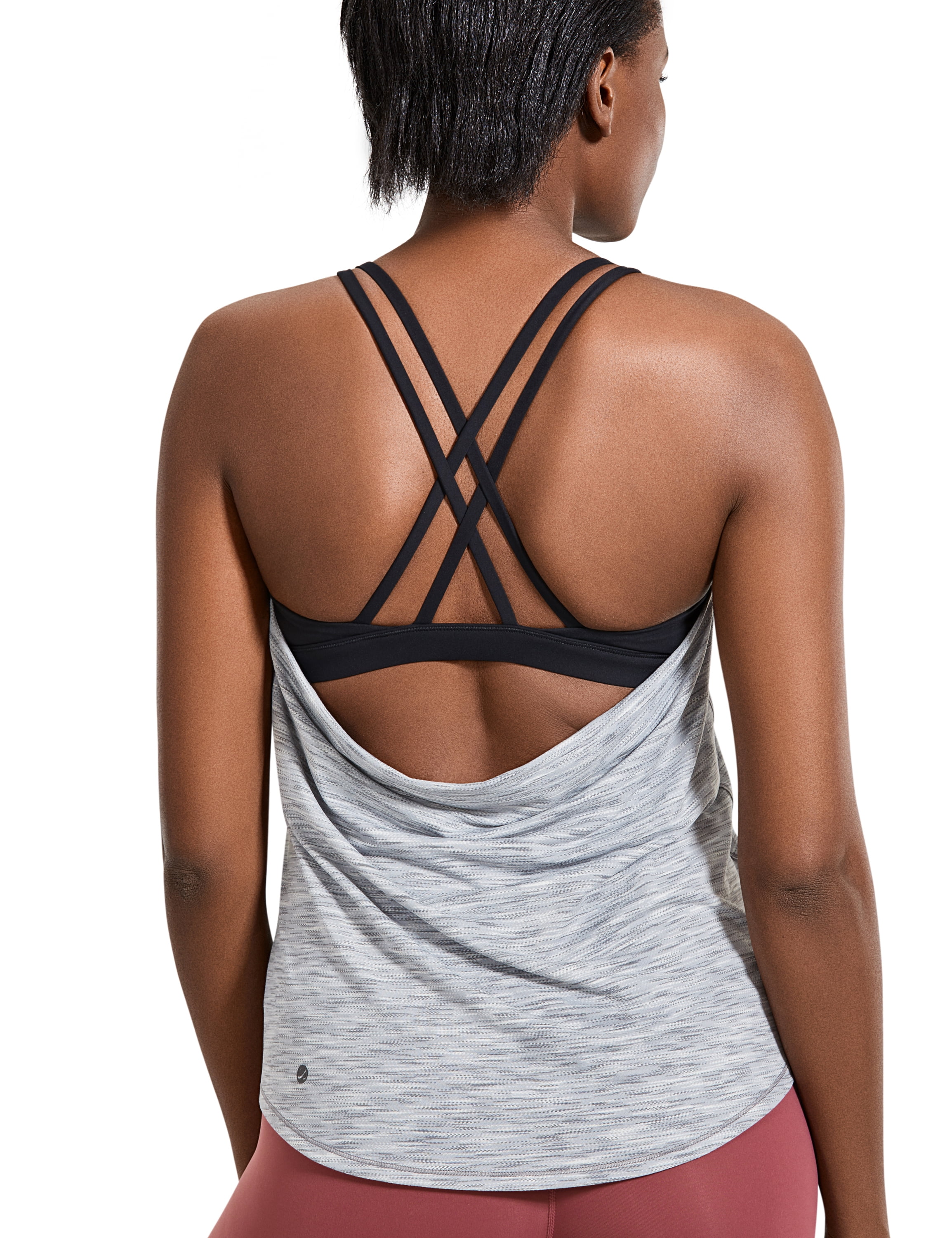 CRZ YOGA Lightweight Heather Women's Workout Tank Tops with Built in Bra  Flowy Shirts Strappy Open Back Activewear - Walmart.com