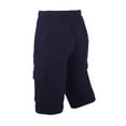 thumbnail image 3 of Mens Fleece Sweat Cargo Shorts With Elastic Waistband Drawstring Athletic Workout Gym Shorts-Navy,3XL, 3 of 5