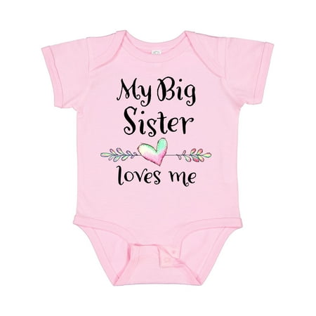 

Inktastic My Big Sister Loves Me- Heart Boys or Girls Baby Bodysuit