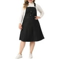 thumbnail image 2 of Agnes Orinda Women's Plus Size Overall Dresses Button Up Adjustable Strap Denim Midi Dress, 2 of 5