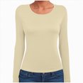 thumbnail image 4 of Towmus Slim Fitted Long Sleeve Shirts for Women Solid Color Crewneck Tees Casual Tight Basic Tops, 4 of 6