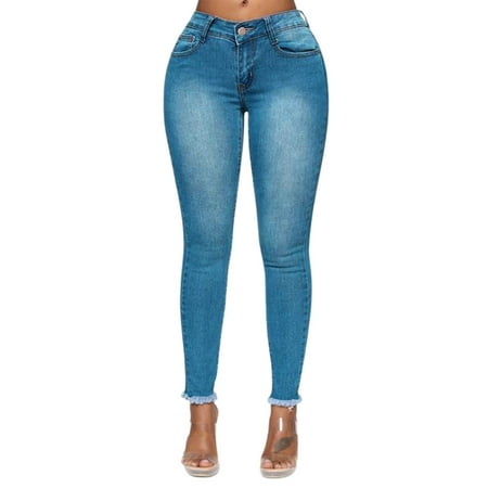 JIKNTTR Women s Stretchy Jeans Jeggings Tummy Control Stretch Jeans High Waisted Skinny Jeans Pull On Lifting Casual & Work Pants