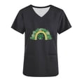 thumbnail image 4 of BiZtdJrK Luck Clover Shirts for Women 2025 St Patrick's Day Short Sleeve Irish Shirts Loose Fit V-Neck Scrubs Tops with Pockets Black L Daily Sales, 4 of 7