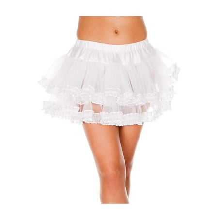Music Legs 727-WHITE Lace Trim Mesh Petticoat,