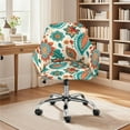 thumbnail image 2 of ZIATUBLES Paisley Flower Pattern Curved Back Dining Room Chair Covers with Arms Stretchable Vanity Desk Chair Slipcover Removable Universal Chair Protector Cover for Kitchen Living Room, 2 of 7