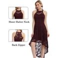 thumbnail image 2 of Vestido Dressystar Halter de encaje para cóctel, boda, color burdeos, talla XL, 2 of 7
