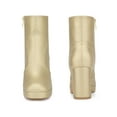 thumbnail image 2 of BLISSFUL STEP Women's Ankle Boots Faux Leather Platform Block Heel Squared Toe Zipper Closure Boots Gold 7, 2 of 7
