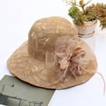 thumbnail image 2 of Fascinators Hats for Women Tea Party Easter Women's lace mesh basin hat flower large brim sun visor hat women's outdoor sun hat, 2 of 5