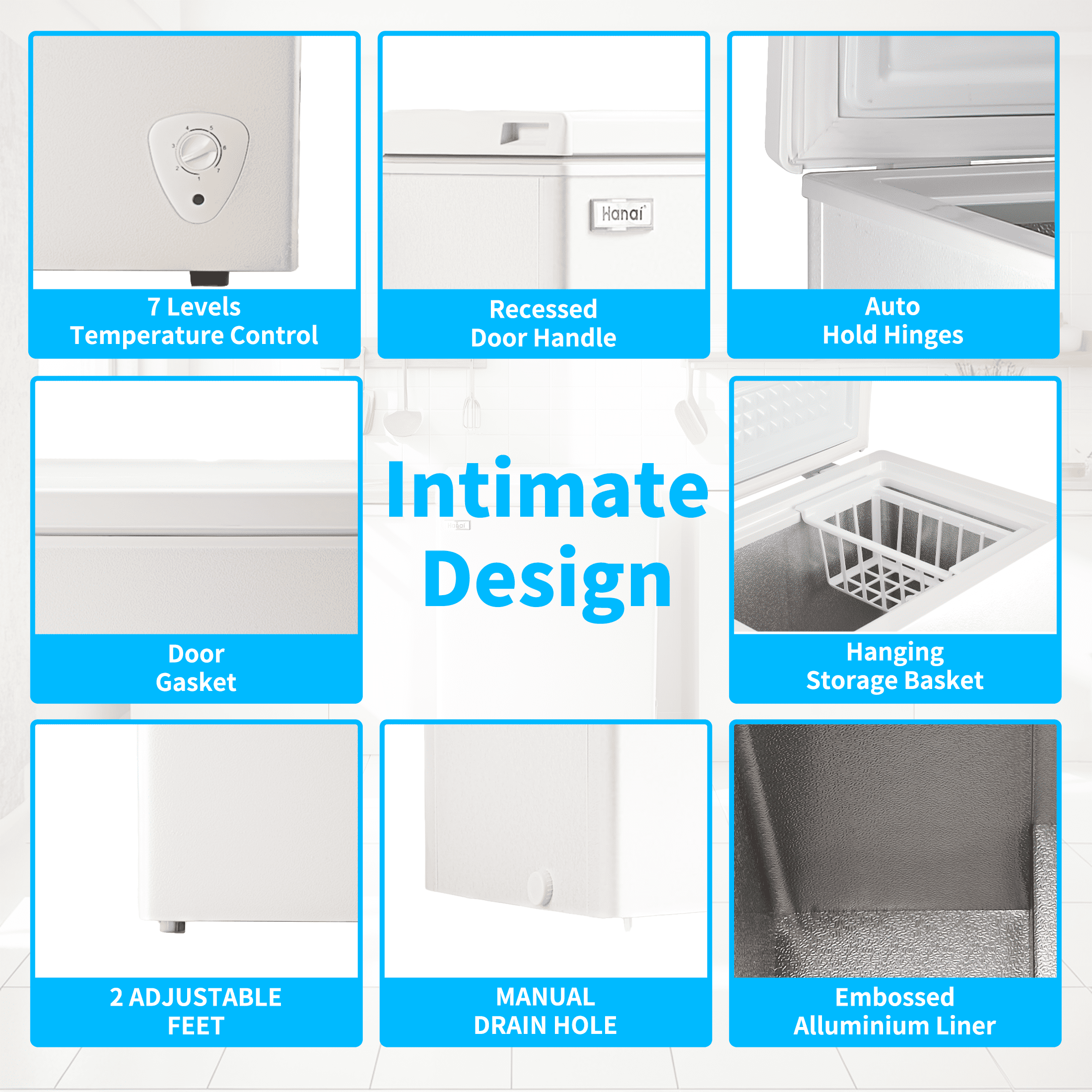 WANAI 3.5 Cu.ft,Chest Freezer,Deep Freezer,Removable Storage Basket Freezer,White