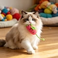 thumbnail image 4 of Watermelon Mouse Cat Plush Toy, Fruit Shaped Interactive Kitten Play Toy with Long Tail for Indoor Cat Entertainment, 4 of 6