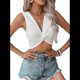 thumbnail image 1 of Top Corto Sin Mangas con Cuello en V y Tirantes Finos de Punto Acanalado para Mujer XL, 1 of 9
