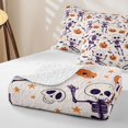 thumbnail image 4 of Erosebridal Happy Halloween Skeleton Twin Quilt Set, Cartoon Bat Twin Coverlet Set for Boys Girls, White Orange Purple, 2 Pieces 1 Bedspread and 1 Pillowcase, 4 of 7