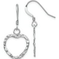 thumbnail image 1 of Sterling Silver Jbsp's Textured Heart Shepherd Hook Dangle Earrings (33 X 15.85) Made In India va39, 1 of 5