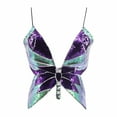 thumbnail image 2 of ZHOUCHANKIDS Womens Glitter Sequin Butterfly Crop Top Low-Cut Tank Top Rave Tube Vest Top for Belly Dance Costume Outfits Purple Multicolor One Size, 2 of 5