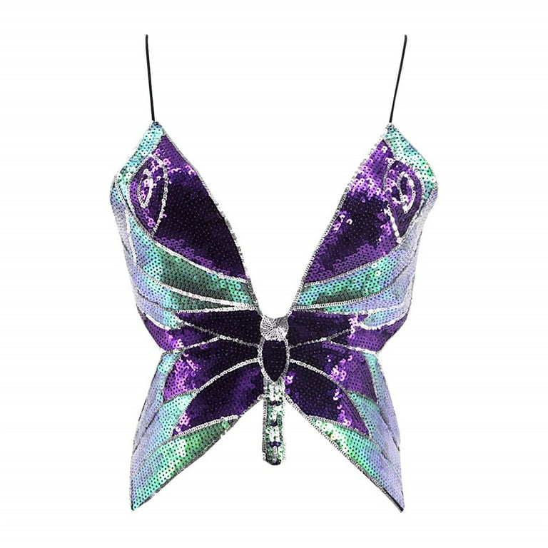 Sequin Butterfly Bra with Satin Straps, Rave Bras
