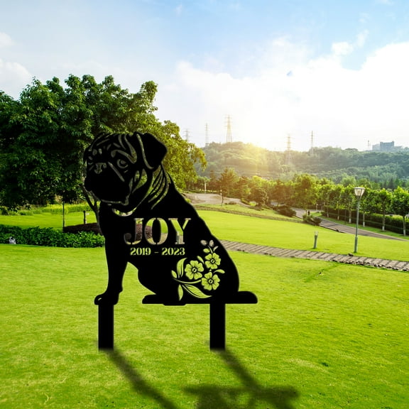 Craftnamesign Custom Pug Dog Memorial Stake Grave Markers, Pet Memorial Gifts Garden Decor