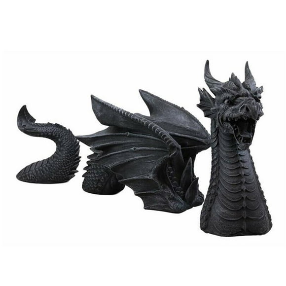 MesaSe Ornements de Jardin en Résine Explosive Dragon Statue de Dragon Volant à Trois Sections Décoration de Jardin Artisanat