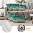 thumbnail image 6 of Green Beach Outdoor Waterproof Pillow Covers, Abstract Stripes Gradient Ocean Brown Sand Decorative Square Throw Pillowcase Sofa Cushion Sham for Patio/Couch/Chair, 20"x20" 2 Pack, 6 of 8