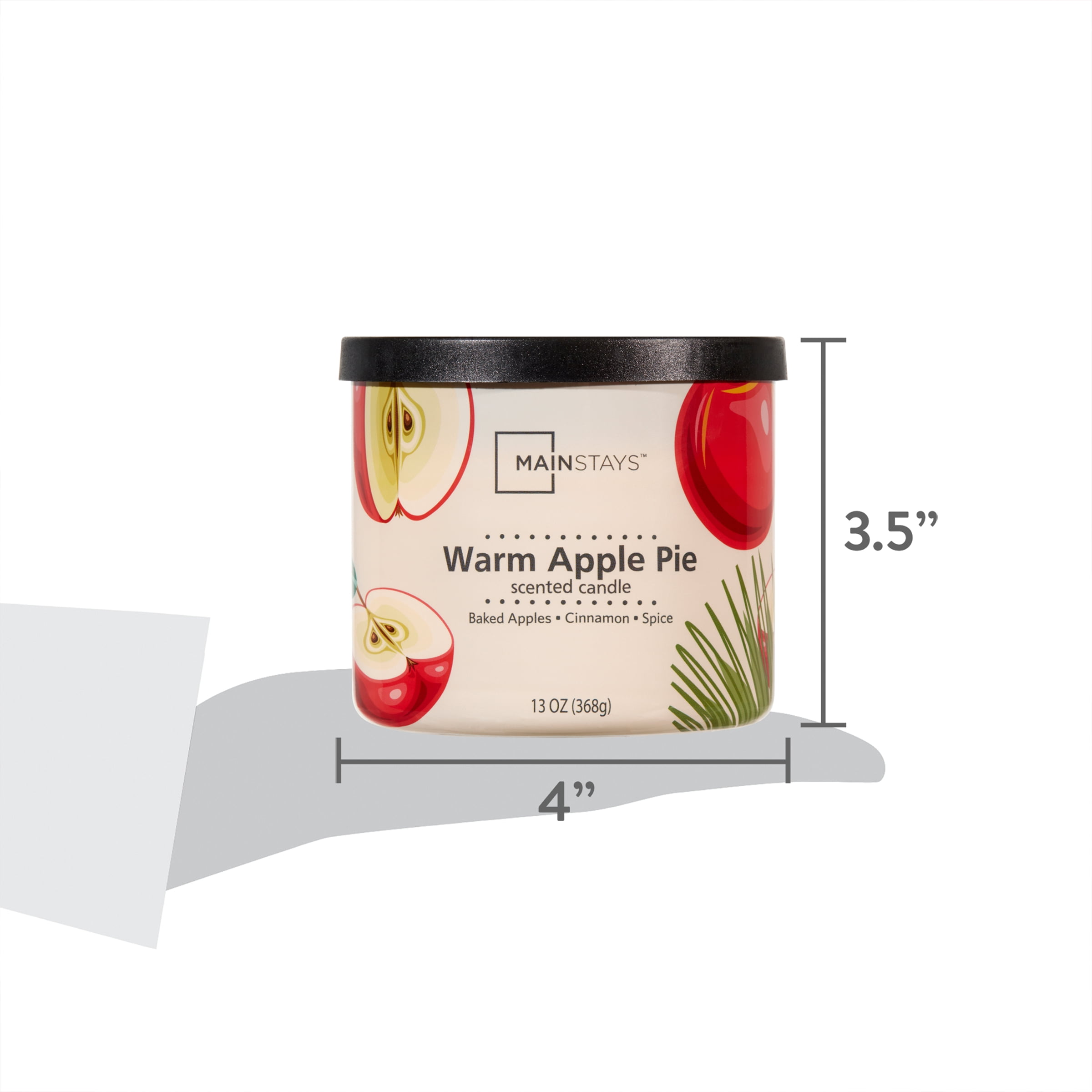 Mainstays 3 Wick Wrapped Candle Warm Apple Pie, 13 Ounce
