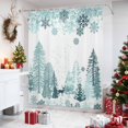 thumbnail image 4 of Turquoise Christmas Shower Curtains for Bathroom, Xmas Tree Snowflake Elk Winter Waterproof Fabric Shower Curtain, Decorative Bathroom Curtain for Bathtub, 72"x72", No Hooks Included, 4 of 9