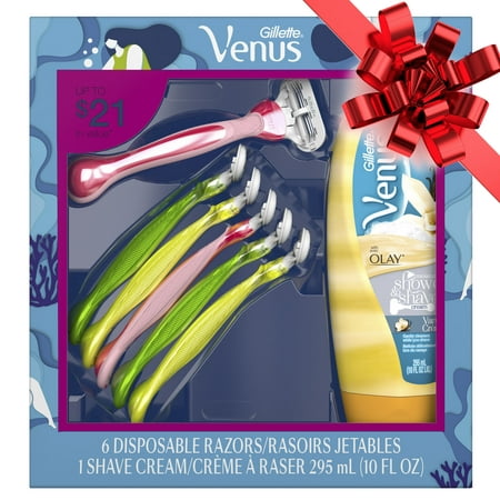 Gillette Venus Tropical Women's Disposable Razors Holiday Gift (Best Disposable Razor For Shaving Legs)