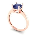 thumbnail image 2 of 1 ctw Solitaire Anniversary Ring for Women | Asscher Cut Simulated Tanzanite | Hyperallergenic Solid 14K Rose Gold, 2 of 5