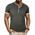 thumbnail image 2 of TAGOLD Mens Summer Short Sleeve Round-Neck Blouses & Shirts Color Button Pullover Casual Top, 2 of 5