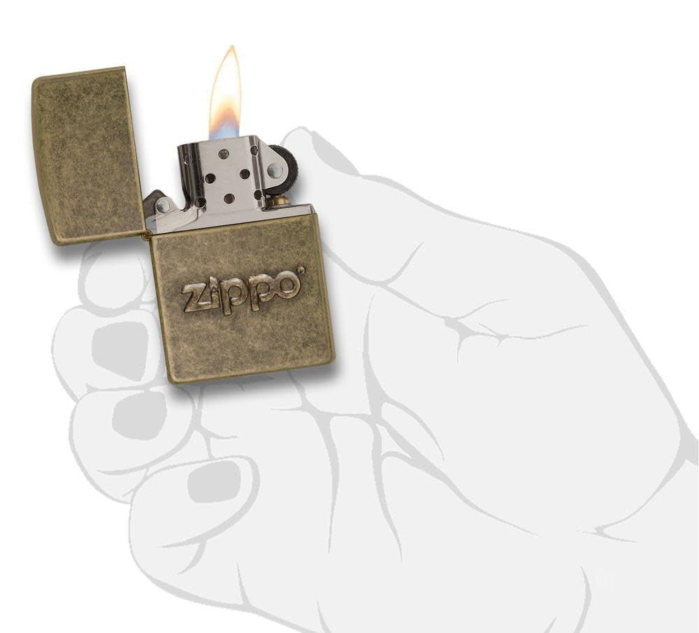 Zippo Stamped Antique Brass Pocket Lighter