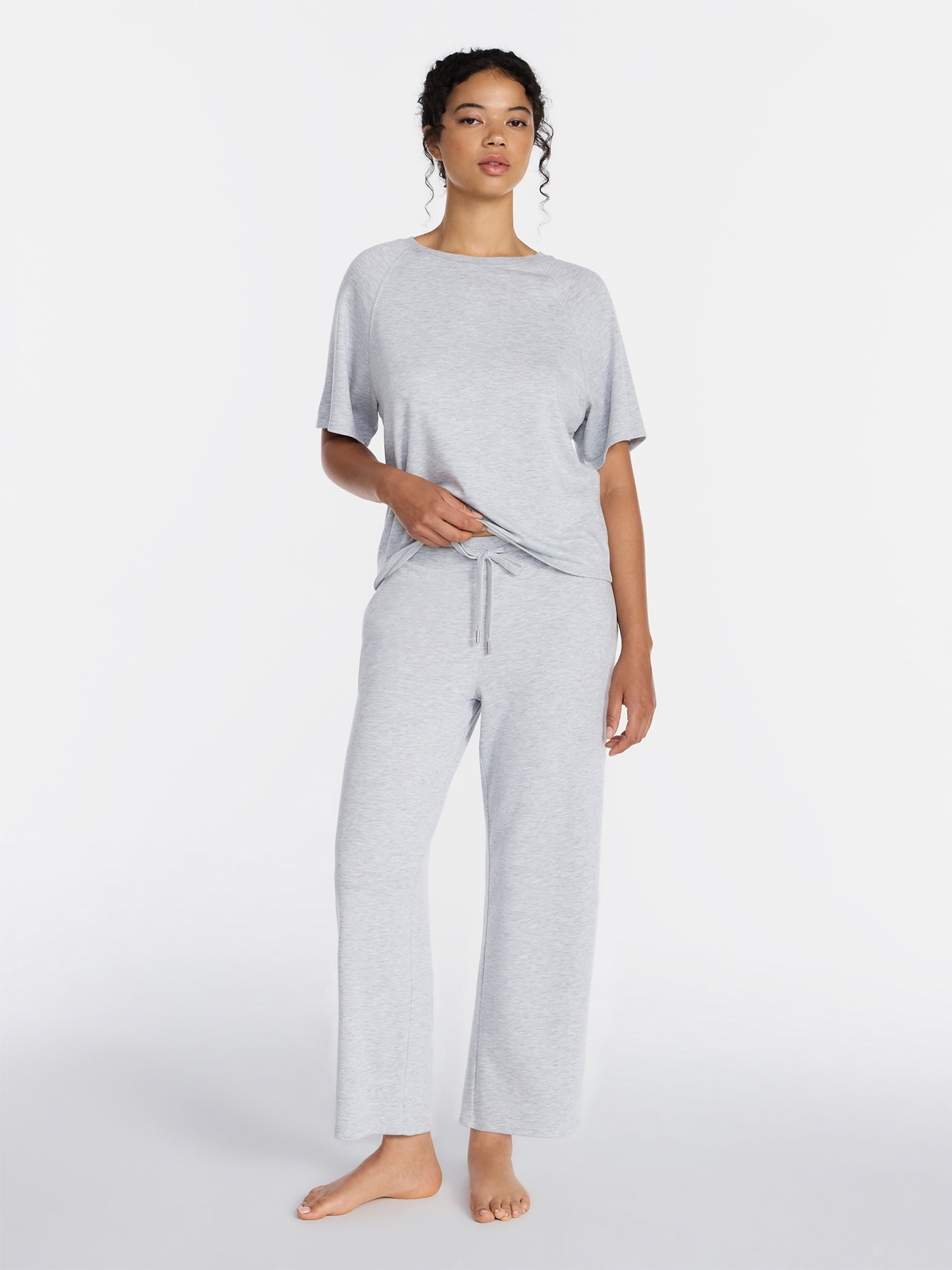Joyspun Women's French Terry Knit Sleep Top with Short Sleeves, Sizes XS-3X