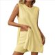 thumbnail image 3 of Conjunto de Dos Piezas de Suéter y Pantalones Cortos A Juego para Mujer, Ropa de Verano para Viajes y Vacaciones, Sin Mangas, de Punto. Amarillo M, 3 of 8
