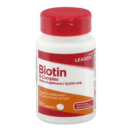 Leader Biotin Tablets 10,000 Mcg 100 Count Per Bottle