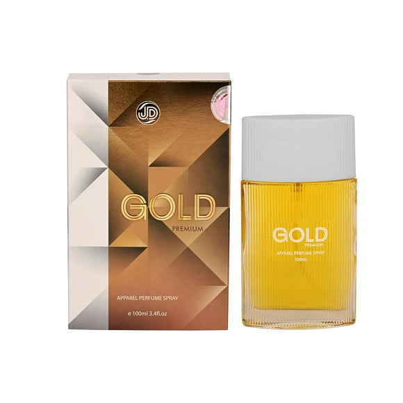 JD International Gold Premium Vaporisateur de Parfum pour Hommes et Femmes 100ml, 3.4 Fl.oz. / Fragrance Exquise pour une Élégance Durable / Cadeau de la Saint-Valentin / Vaporisateur de Parfum Unisexe