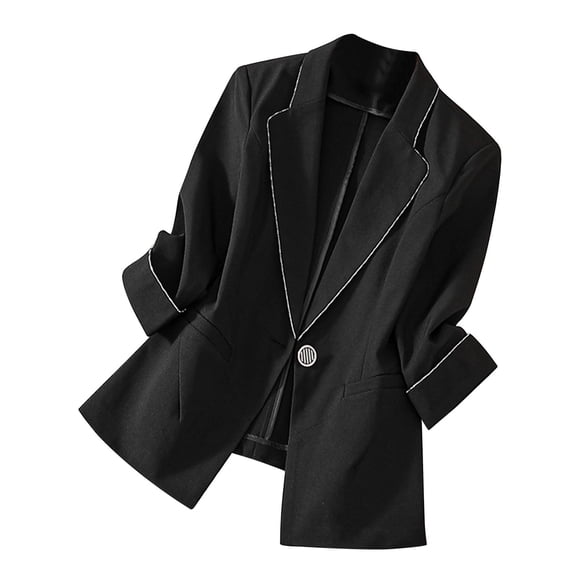 Black Long Sleeve Blazer for Ladies Winter Fall Turtleneck Work Office Elegant Lounge Plain Jackets Blazer Coat Womens Button 2025 Clothing Trendy S