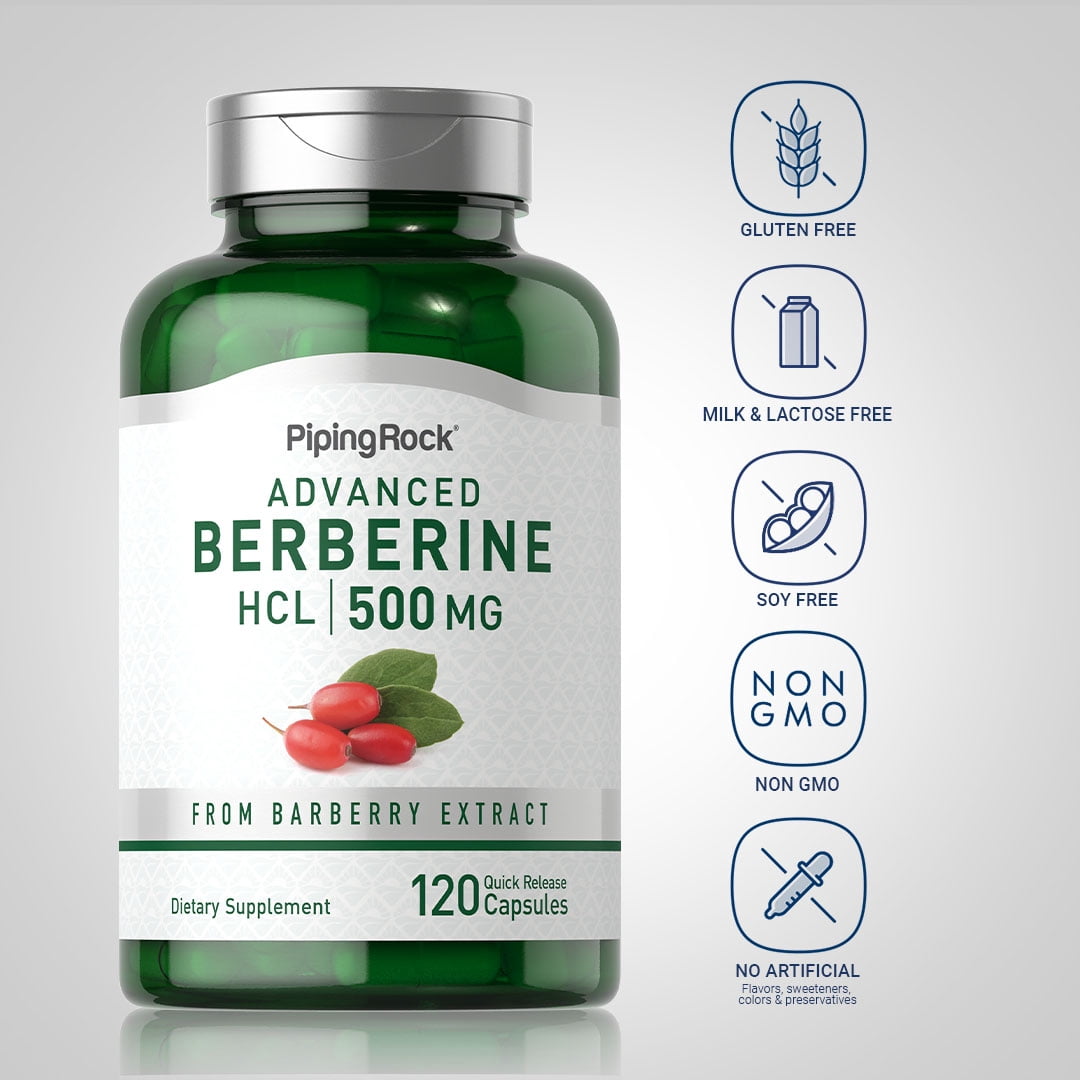 Berberine 500mg | 120 Capsules | Barberry Extract Supplement | by Piping Rock