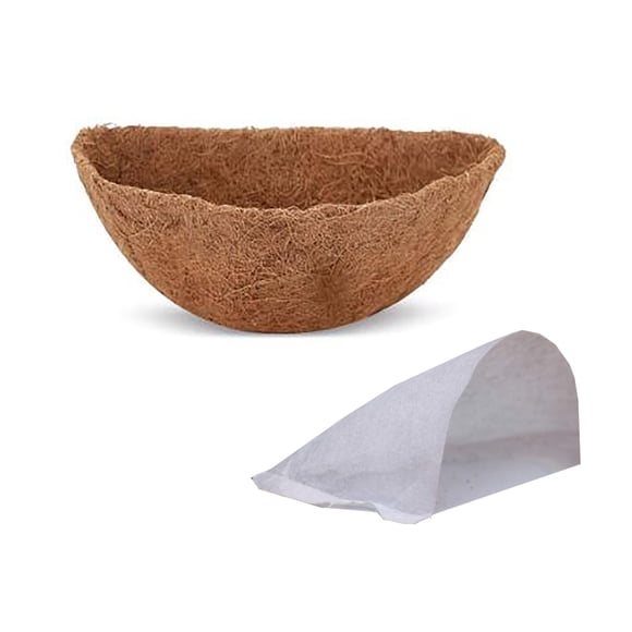 (10 inch/25cm 1 set includes: 1* coconut palm mat + 1* non-woven fabric) semi-circular coconut palm mat (package size: 19*18*3cm)