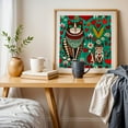 thumbnail image 5 of Pop art cats - Illustration Cat Floral Pattern Modern Art Whimsical Animal Unframed Wall Art Print 16 x 16 inches, 5 of 9